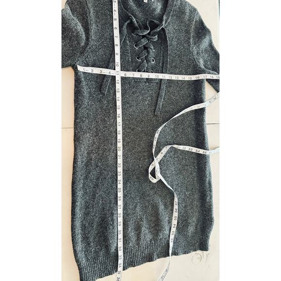 MADEWELL Lace Up Marino Wool Sweater Dress Womans Large Gray Cozy Chic - Picture 10 of 11